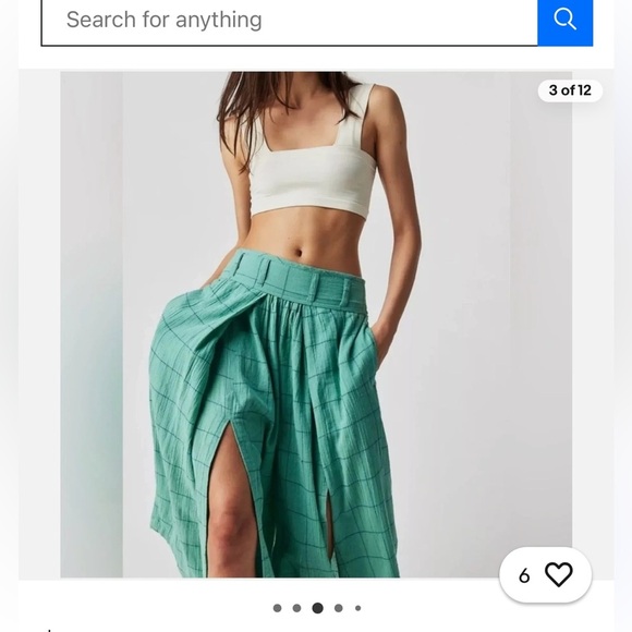 Free People Pants - Free People Lunar Cove Sz M Turquoise Window Pane Plaid Wide Leg Pants